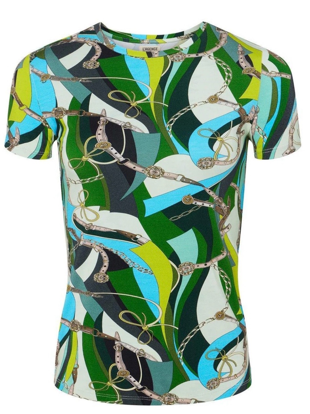 L’AGENCE Ressi Sea Green Belt Swirl Jersey Top